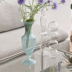 유월가게 봉봉 오팔린 빈티지 파스텔 유리 화병, 노블스카이