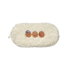 Table talk Antenna Shop 絨毛比熊犬筆袋, 白色, 1個