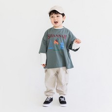 BOOMBOOMKIDS Merci Beaucoup 兒童鬆緊帶工裝褲 2 D2195