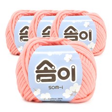 필립섬유 쎄비 솜이 패브릭얀 뜨개실 65g, 피치핑크, 4개