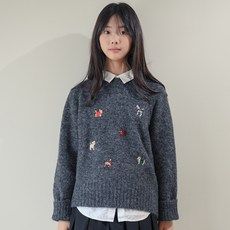 CocoDream 兒童動物角色圓領長袖針織衫 W2485