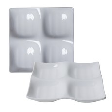 餐盤達人 4格分隔盤, 2個, 純白色