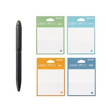 JETSTREAM 雙3色觸控筆0.5mm+得力半格不干膠記事本21544 4p, 黑色（多筆）、便條紙（隨機發貨）, 1套