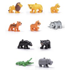 yogoyo 幼兒積木 Duplo相容公仔 兇猛動物10件組, 混合色