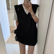 PEONIST V領針織背心迷你連身裙