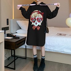 펑키 걸 임산부 후드 스웨터 롱 원피스 day308