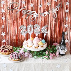 Party Hae 新年快樂 時尚派對裝飾套組, 1套, 玫瑰金