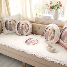 ANDCOTTON Adel名畫亞麻荷葉邊沙發墊