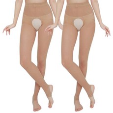 Donati 女性用 40D 開襠高爾夫絲襪, 2雙, 咖啡色