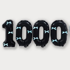 올리브파티 숫자 풍선 + 발레코어 리본 12p 기본 세트, 블랙(숫자풍선1000), 블루(리본), 1세트