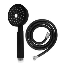 Basstem啞光黑呼吸花灑+花灑線黑色1.5m套裝, 1套, 黑色