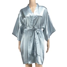 緞面浴袍 短款, 銀, 1個