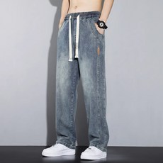 Elsso 男士Homme寬鬆直筒鬆緊帶丹寧褲