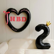 P&B UNITY HBD 愛心環緞帶氣球組, 07-2 黑桃紅 2, 1套