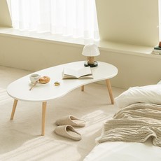 WOODRAY 波浪 LPM 實木 客廳茶几 XL, 白色