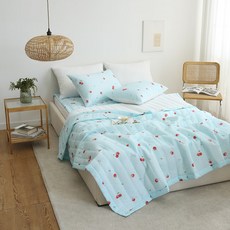 櫻桃泡泡紗寢具被套組