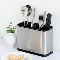 HICKIES 廚房餐具烹飪工具瀝水不鏽鋼方形4格餐具筒, 鋼, 1個