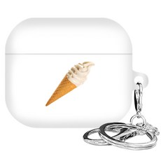 까미또 에어팟 3세대 포토그래픽 케이스 + 키링, 화이트 콘, 1개