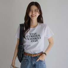 Chic Fox 女款Stay-Q字母短袖T恤, 白色