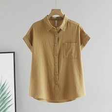 엘쏘 여성용 린넨 스트링 미니포켓 디자인 반팔 셔츠