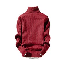 Owls 男性簡約麻花寬鬆版型運動風高領毛衣 #G04