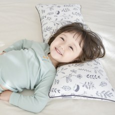 ahtty blanc 兒童棉質枕芯枕套組, 白底植物款, 1組