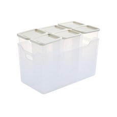 EASY&FREE 方形儲物罐 象牙白色 1200ml*6入+收納箱 M號A組, 1組