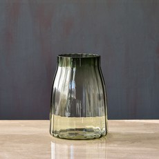 줄무늬 심플 웨스트 유리 화병, 블랙