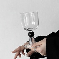 프렌치마르스 드롭볼 클래식 유리 고블렛잔 340ml MMM2704, 블랙, 1개