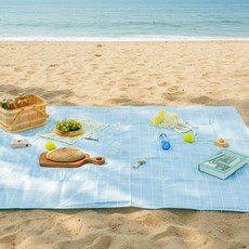 LUAZ 多用途戶外露營野餐雙面防水野餐墊, 蘇打藍