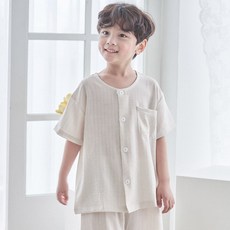 DS DOSSY 男童學生涼感人造絲短袖圓領睡衣上下套裝