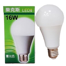 樂克斯 台灣製 E27 LED 球泡燈 16W 白光, 1入