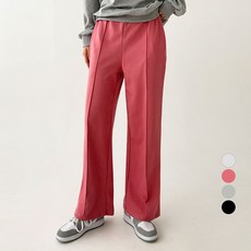 플랜데이 여성용 티치 절개 핀턱 밴딩 와이드 트레이닝 팬츠