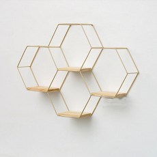 Allode 室內裝飾六角形壁掛架, E金色