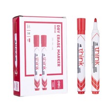 deLi 速乾易擦白板筆 12入 EU00140, 紅色的, 1個