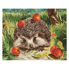 KMELLIE DIY 畫框式 3D 刺蝟 圓形 鑽石畫 50 x 40 cm, 混合色, 1套