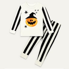 unifriend 童款條紋南瓜印花9分袖上衣長褲組