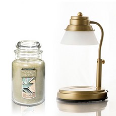 AIND 定時金色融蠟燈 + Yankee Candle 大罐 623g 套組, 鼠尾草與柑橘, 混合色