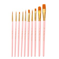 Make Mine 尼龍毛刷 壓克力多功能油畫美術畫筆組 粉紅色, 1套, 1, 2/0, 2, 2, 5, 6, 4, 8, 5/8