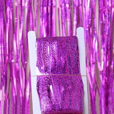 Market A 亮面派對裝飾銀箔流蘇窗簾 1 x 2.5 m, 紫色, 3個