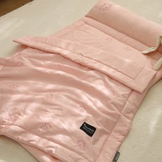 BODRE 孩童小狗刺繡天絲棉質雙面午睡寢具組, 粉色