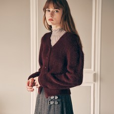 로라로라 여성용 앙고라 헤어리 벌룬 가디건