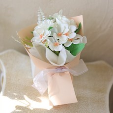 센트바스켓 납골당 미니 조화 꽃다발, 모란화이트, 1개