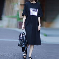 레몬소울 쿠파 프린팅 반팔 원피스 빅사이즈 포함