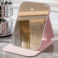와이홉 PU 접이식 탁상거울 대형 2p, 핑크