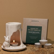 ARONICA 兔子香薰爐 + 茶蠟 9入禮盒組, 1組, 白色