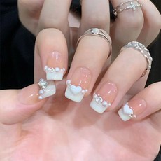 Davidteu婚禮用人工指甲 24入組, 1組, 1033 白心