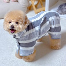 MAAH 狗狗中型犬大型犬條紋浴袍, 灰色, 1個