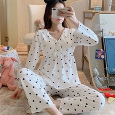 孕婦圓點睡衣上下套裝