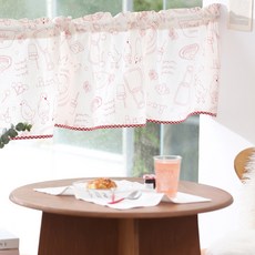 BELLELIFE 史迪奇素描短窗簾, 紅色